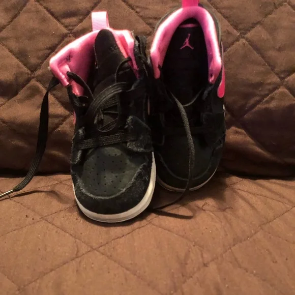 Nike Shoes Air Jordanslittle Girl Pink Black Great Condition